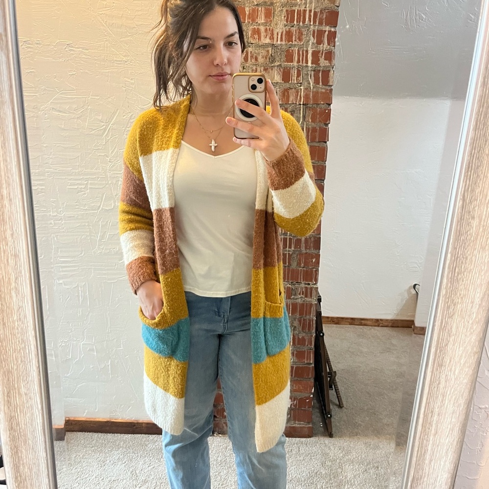 Magnolia Yellow and Blue Cardigan Sweater